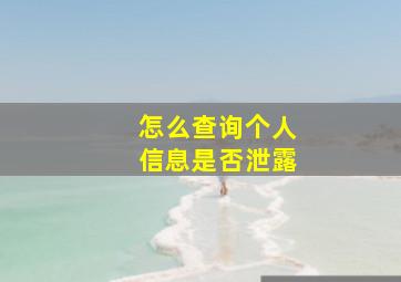 怎么查询个人信息是否泄露