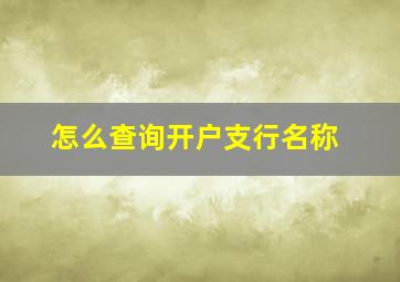 怎么查询开户支行名称