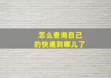 怎么查询自己的快递到哪儿了