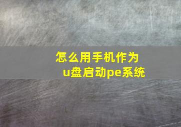 怎么用手机作为u盘启动pe系统