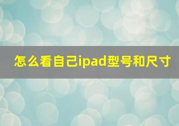 怎么看自己ipad型号和尺寸