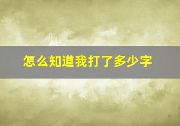 怎么知道我打了多少字