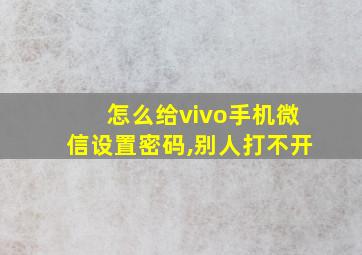 怎么给vivo手机微信设置密码,别人打不开