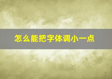 怎么能把字体调小一点