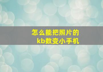 怎么能把照片的kb数变小手机