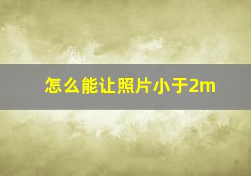 怎么能让照片小于2m