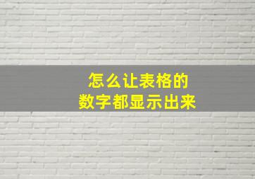 怎么让表格的数字都显示出来