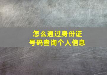 怎么通过身份证号码查询个人信息