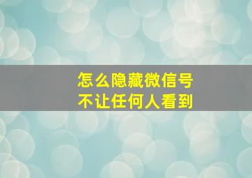 怎么隐藏微信号不让任何人看到