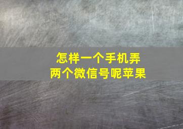 怎样一个手机弄两个微信号呢苹果