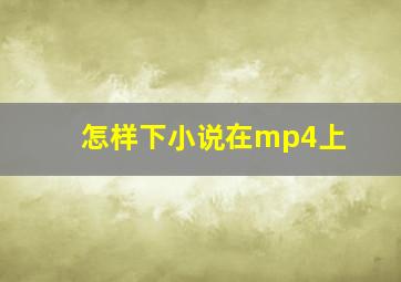 怎样下小说在mp4上