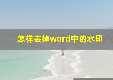 怎样去掉word中的水印