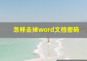 怎样去掉word文档密码