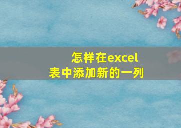 怎样在excel表中添加新的一列