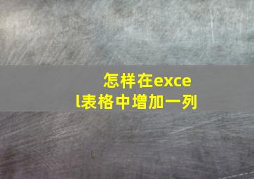 怎样在excel表格中增加一列