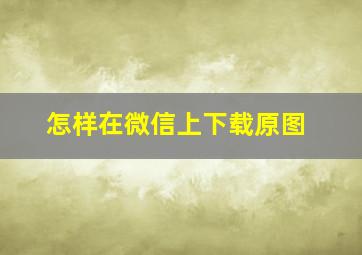 怎样在微信上下载原图