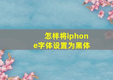 怎样将iphone字体设置为黑体