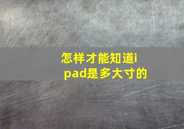 怎样才能知道ipad是多大寸的