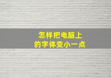 怎样把电脑上的字体变小一点