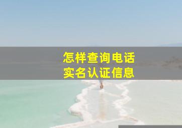 怎样查询电话实名认证信息