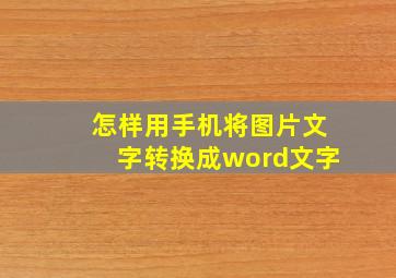 怎样用手机将图片文字转换成word文字