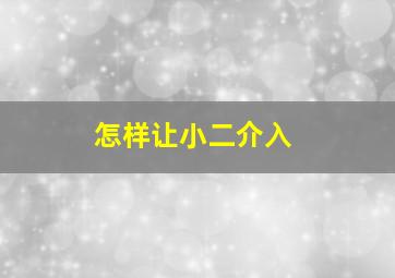 怎样让小二介入