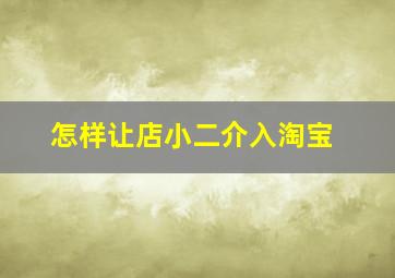 怎样让店小二介入淘宝