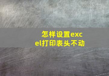 怎样设置excel打印表头不动