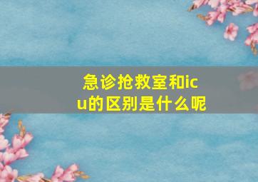 急诊抢救室和icu的区别是什么呢