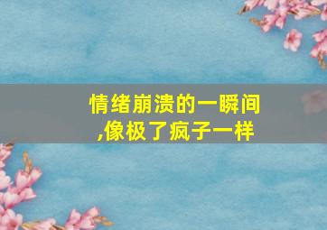 情绪崩溃的一瞬间,像极了疯子一样