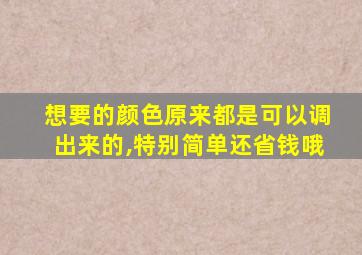 想要的颜色原来都是可以调出来的,特别简单还省钱哦