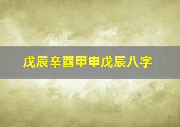 戊辰辛酉甲申戊辰八字