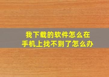 我下载的软件怎么在手机上找不到了怎么办