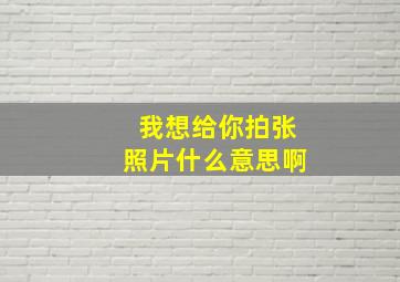 我想给你拍张照片什么意思啊