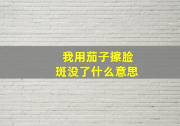 我用茄子擦脸斑没了什么意思