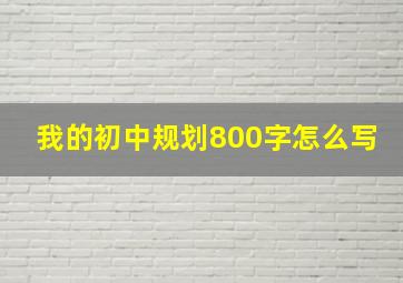 我的初中规划800字怎么写