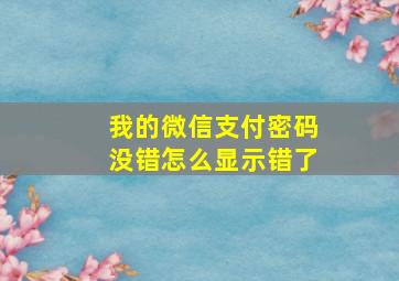 我的微信支付密码没错怎么显示错了