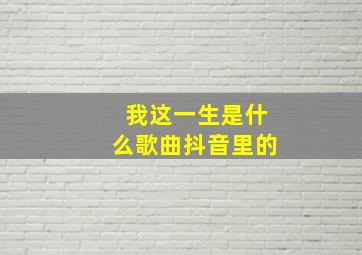 我这一生是什么歌曲抖音里的