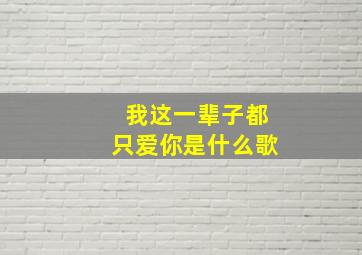 我这一辈子都只爱你是什么歌