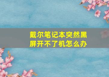 戴尔笔记本突然黑屏开不了机怎么办