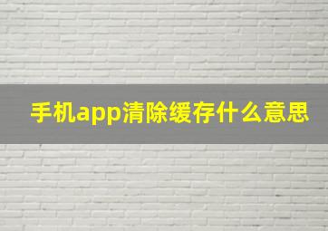 手机app清除缓存什么意思