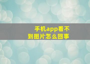 手机app看不到图片怎么回事