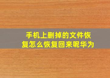 手机上删掉的文件恢复怎么恢复回来呢华为