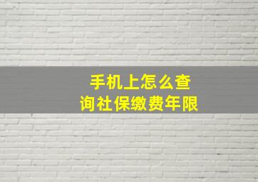 手机上怎么查询社保缴费年限