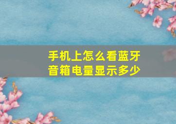 手机上怎么看蓝牙音箱电量显示多少