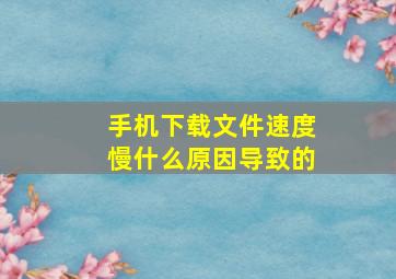 手机下载文件速度慢什么原因导致的