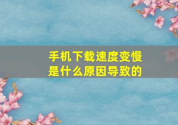 手机下载速度变慢是什么原因导致的