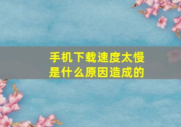 手机下载速度太慢是什么原因造成的