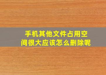 手机其他文件占用空间很大应该怎么删除呢