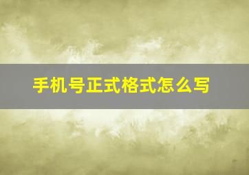 手机号正式格式怎么写